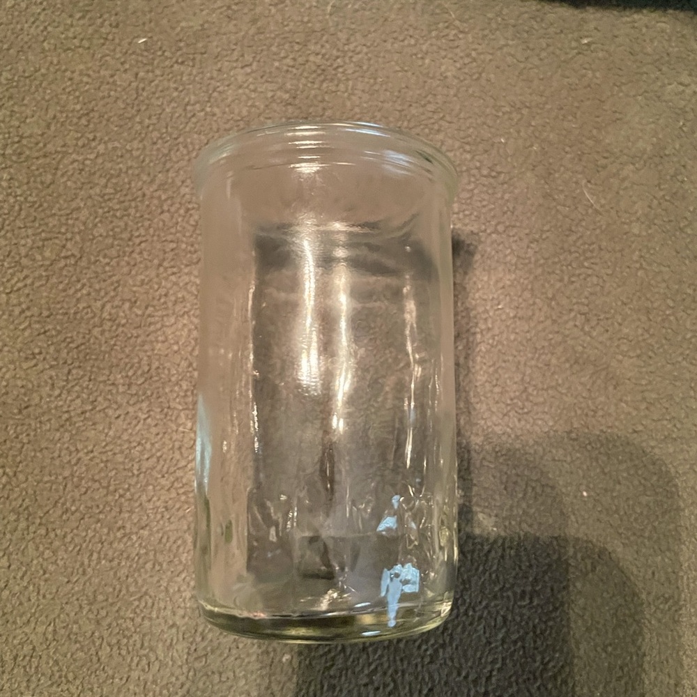 Clear Vintage Small Band Seamed Juice Glasses With Diamond Pattern on the Bottom